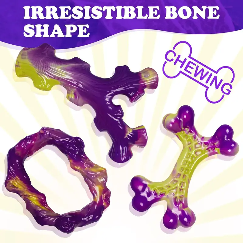 Robustes, ungiftiges Hundespielzeug aus Nylon für aggressive Kauer, 3er-Pack
