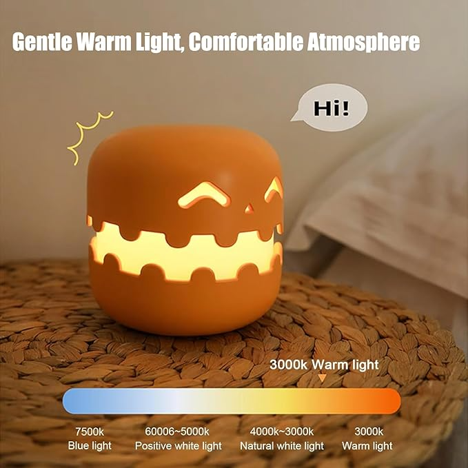 Spooky Pumpkin Night Light with Push Switch