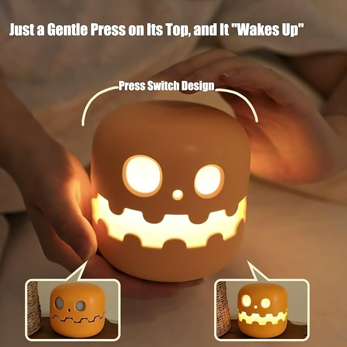 Spooky Pumpkin Night Light with Push Switch
