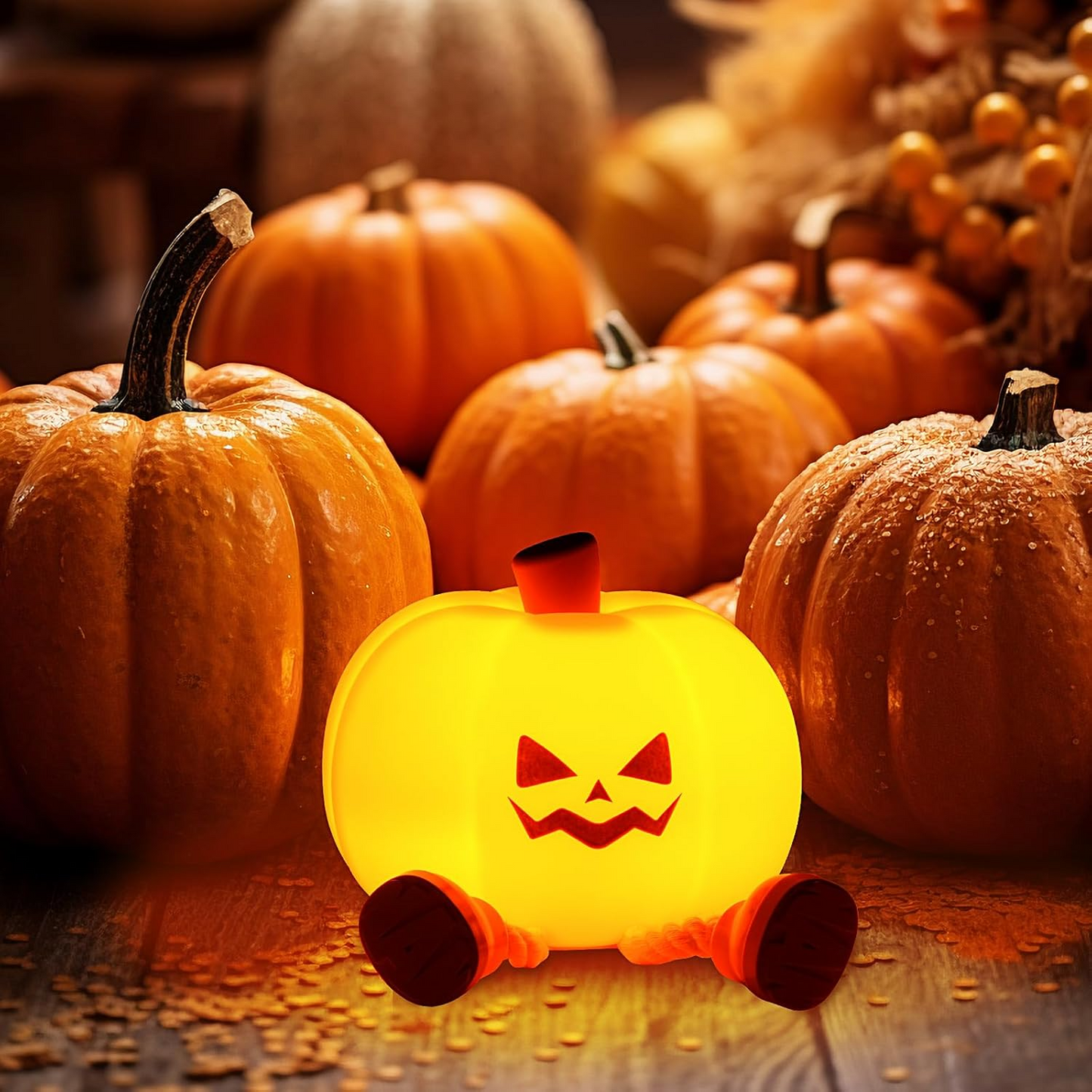 Halloween Decor Pumpkin Night Light, Cute LED Lamp