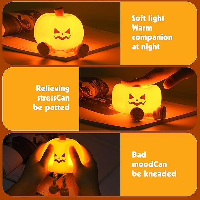 Halloween Decor Pumpkin Night Light, Cute LED Lamp