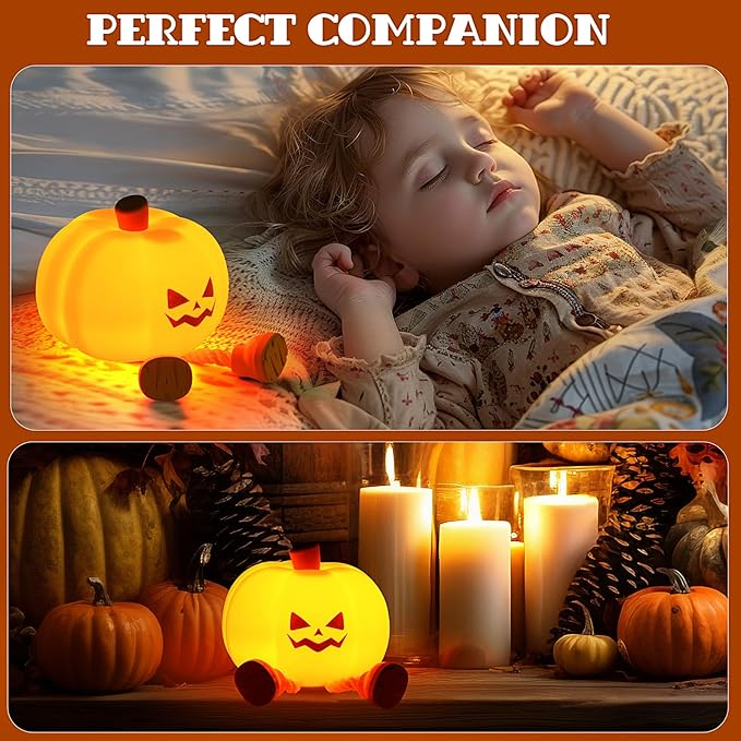 Halloween Decor Pumpkin Night Light, Cute LED Lamp