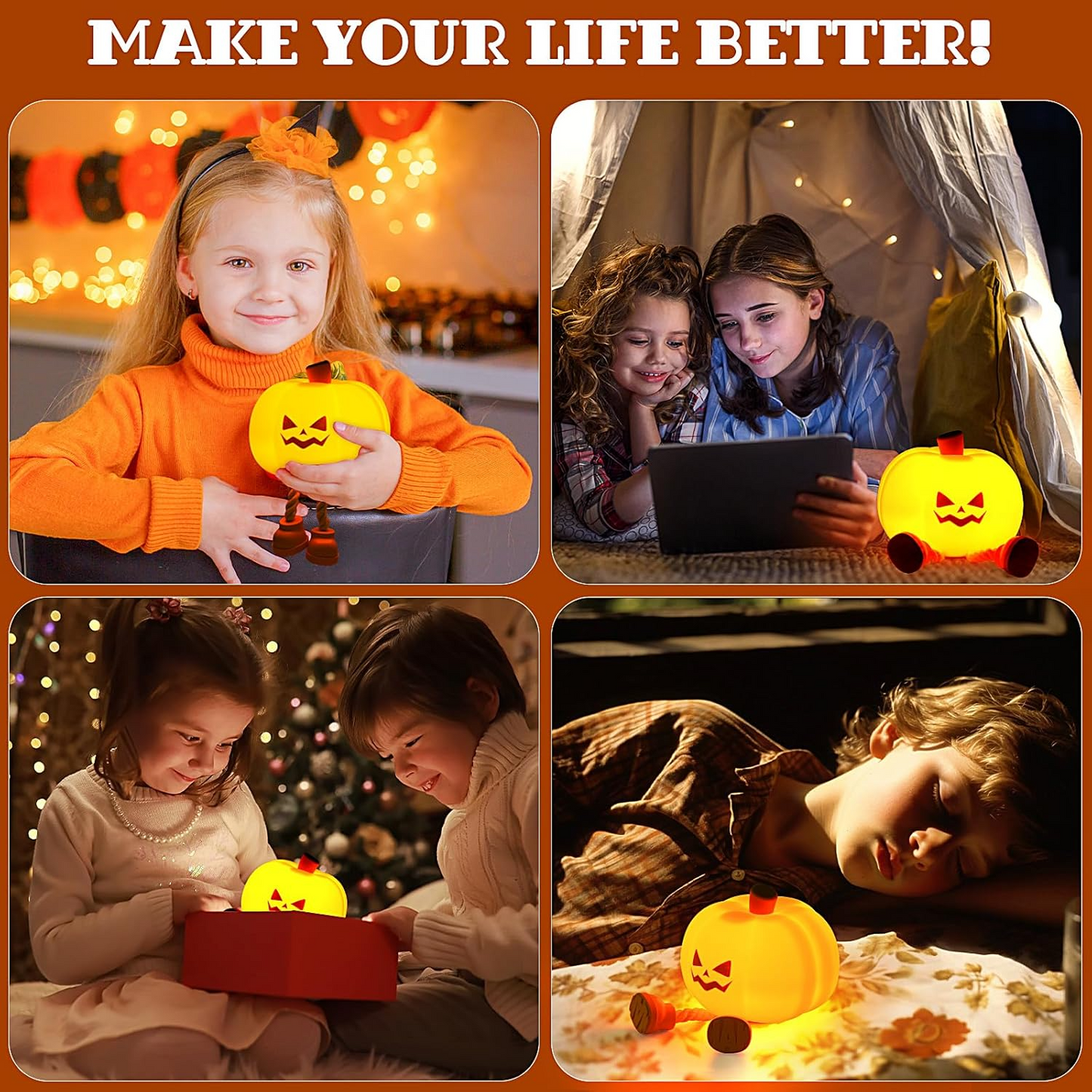 Halloween Decor Pumpkin Night Light, Cute LED Lamp