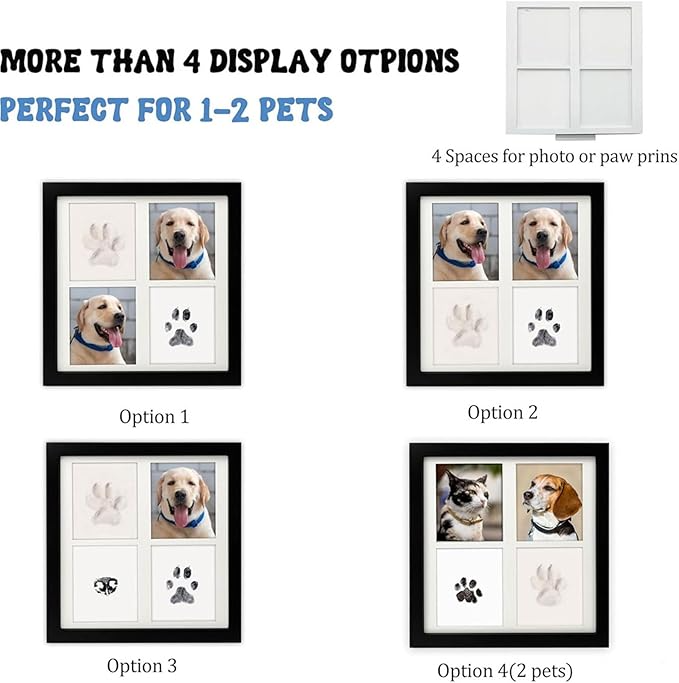 Dog & Cat Wood Picture Frame With Clay Paw Print Impression Kit
