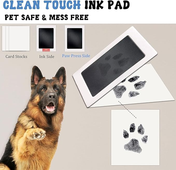 Dog & Cat Wood Picture Frame With Clay Paw Print Impression Kit
