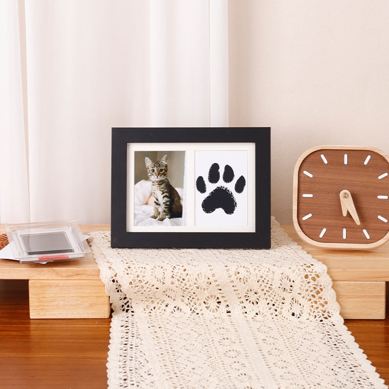 Dog & Cat Wood Picture Frame With Clay Paw Print Impression Kit