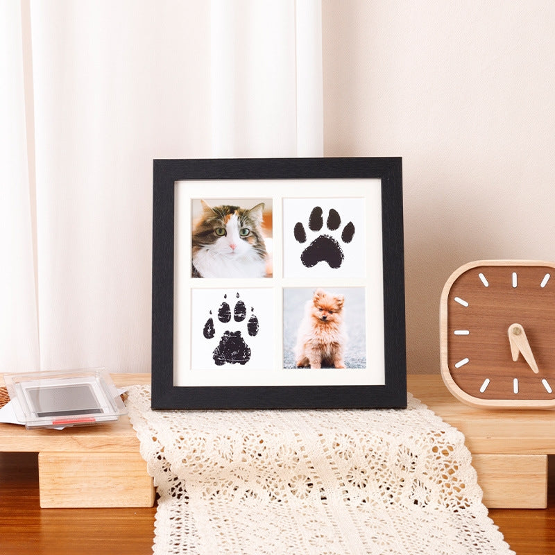 Dog & Cat Wood Picture Frame With Clay Paw Print Impression Kit