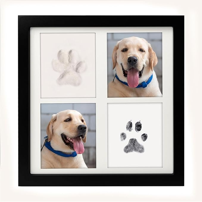 Dog & Cat Wood Picture Frame With Clay Paw Print Impression Kit