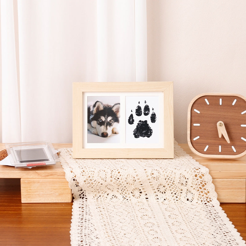 Dog & Cat Wood Picture Frame With Clay Paw Print Impression Kit