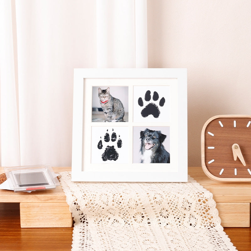 Dog & Cat Wood Picture Frame With Clay Paw Print Impression Kit