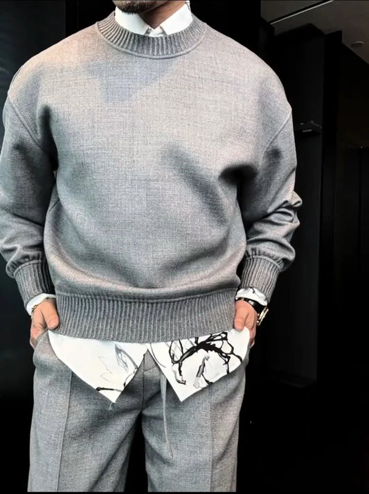 Round neck sweatshirt casual suit(Top+Pants)