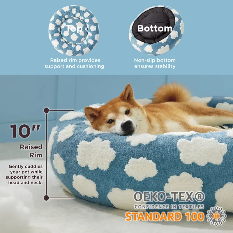 Four Seasons Universal-Hunde-/Katzenbett, rund, abnehmbares Haustierbett 