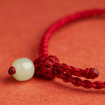 Natural Hetian Jade Fortune Red String Bracelet