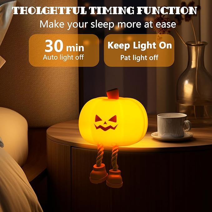 Halloween Decor Pumpkin Night Light, Cute LED Lamp