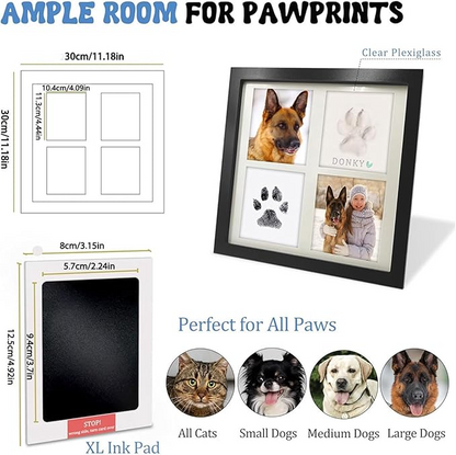 Dog & Cat Wood Picture Frame With Clay Paw Print Impression Kit