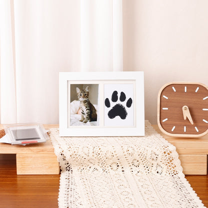 Dog & Cat Wood Picture Frame With Clay Paw Print Impression Kit