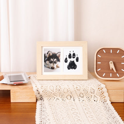 Dog & Cat Wood Picture Frame With Clay Paw Print Impression Kit