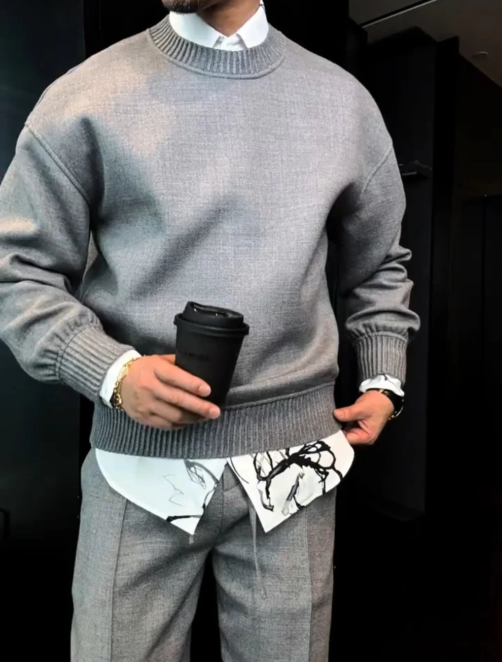 Round neck sweatshirt casual suit（Top+Pants）